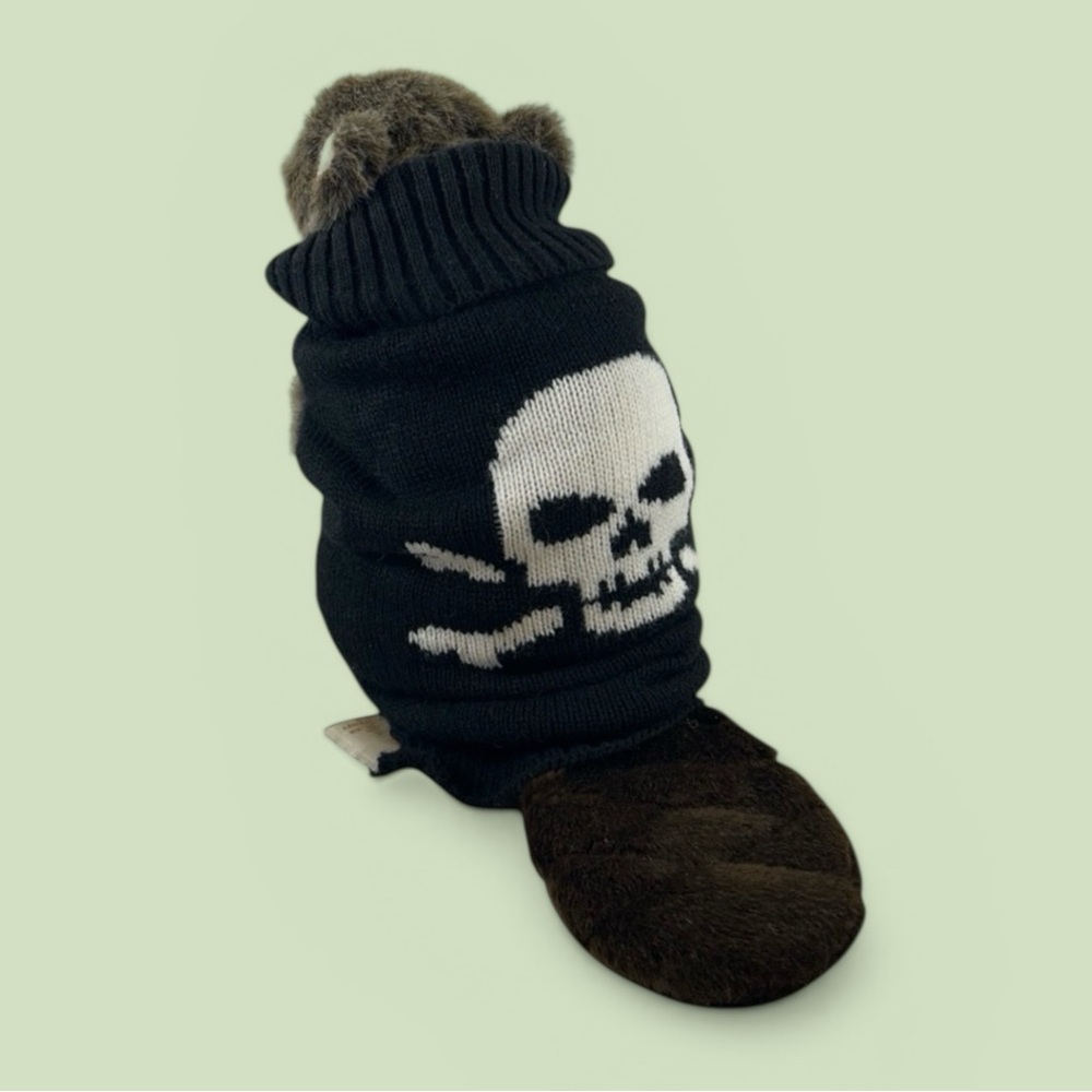 Skull & Crossbones Black & White Knit Dog Sweater